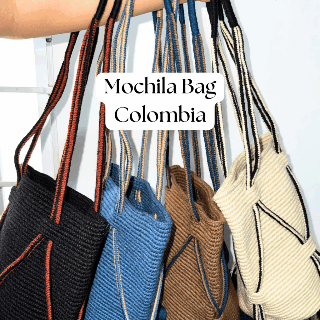 Single-color mochila bag Colombia collection, handmade by Wayuu artisans.