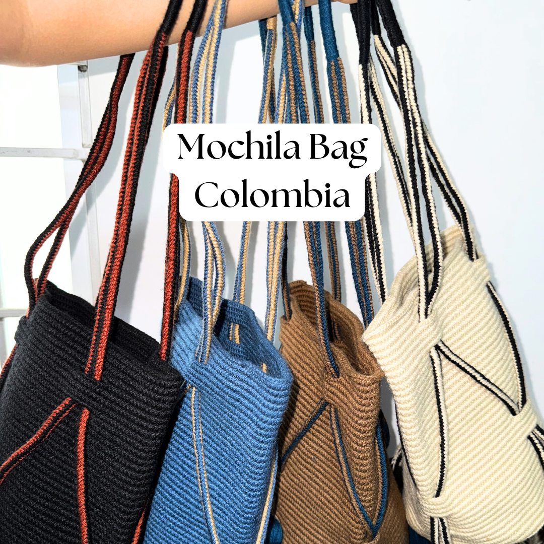 Single-color mochila bag Colombia collection, handmade by Wayuu artisans.